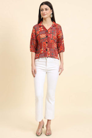 Multi-Color Printed Cotton Blend Tops & Tunics (ACZ8111)