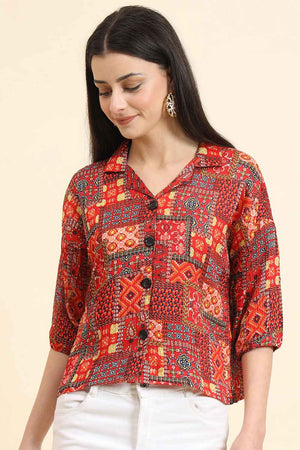 Multi-Color Printed Cotton Blend Tops & Tunics (ACZ8111)