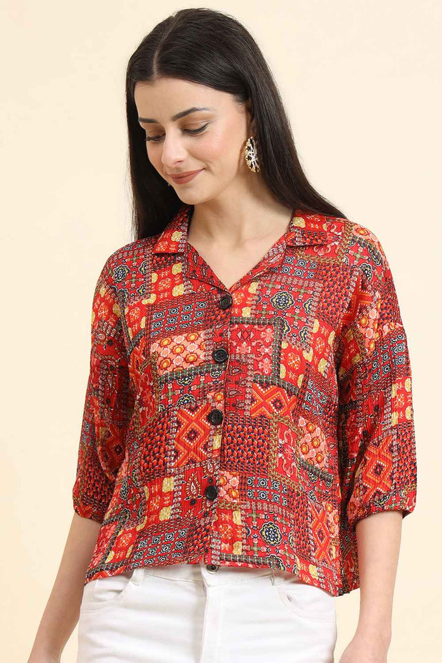 Multi-Color Printed Cotton Blend Tops & Tunics (ACZ8111)