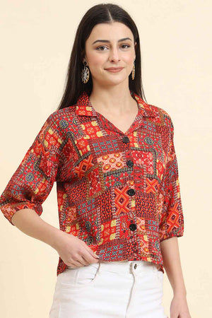 Multi-Color Printed Cotton Blend Tops & Tunics (ACZ8111)