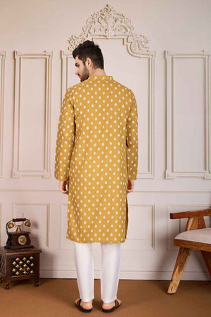 Brown Printed Cotton Men's Kurta Sets