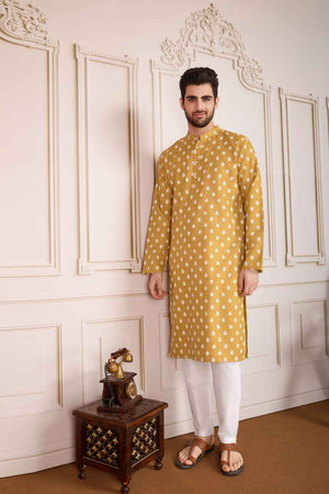 Brown Printed Cotton Men's Kurta Sets