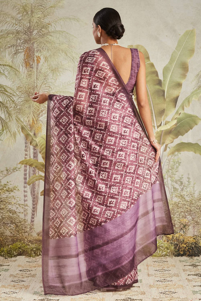 Wine Digital Printed Cotton Ready to Wear Saree