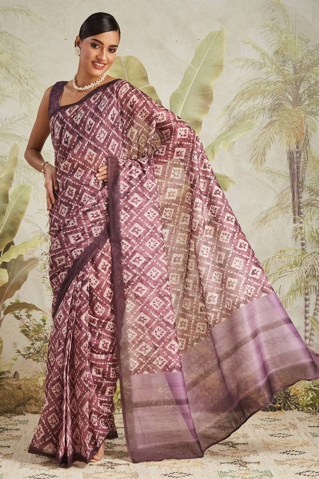 Wine Digital Printed Cotton Ready to Wear Saree
