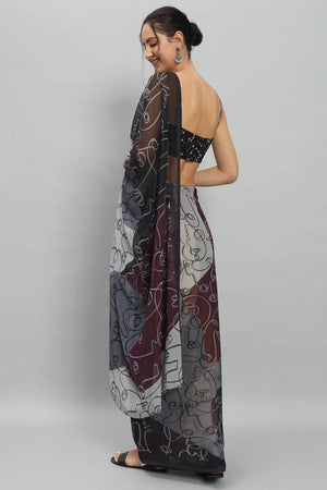 Multy Printed Georgette Saree
