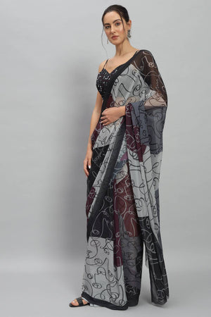 Multy Printed Georgette Saree