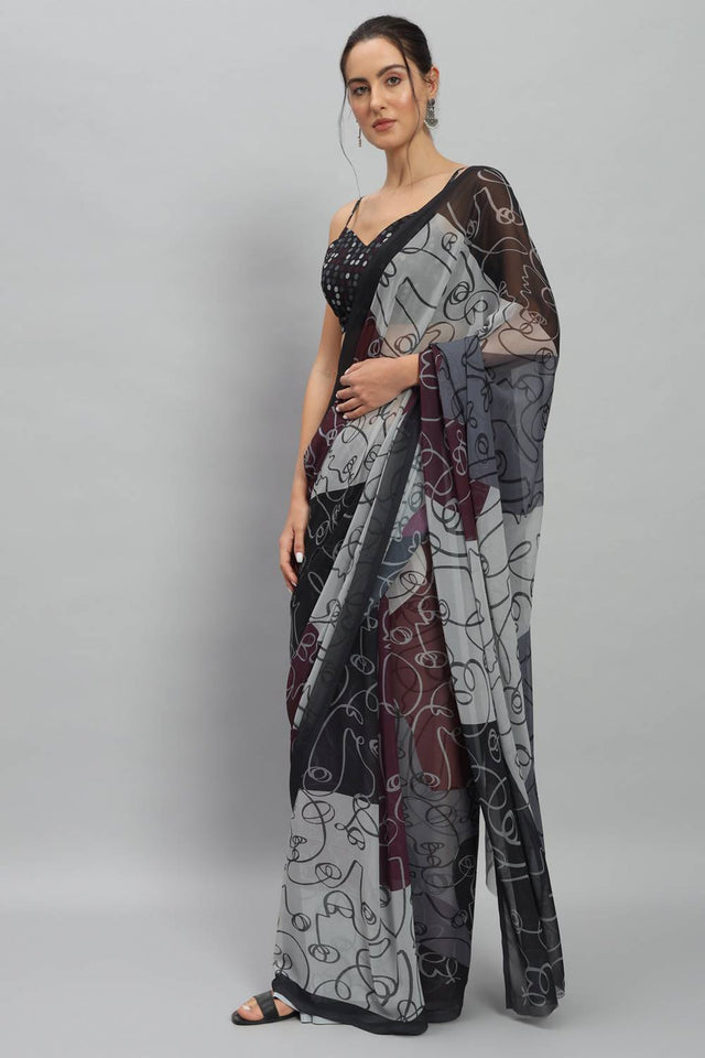 Multy Printed Georgette Saree