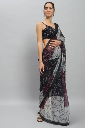 Multy Printed Georgette Saree