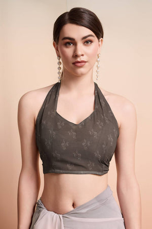 Grey Animal Printed Georgette Saree