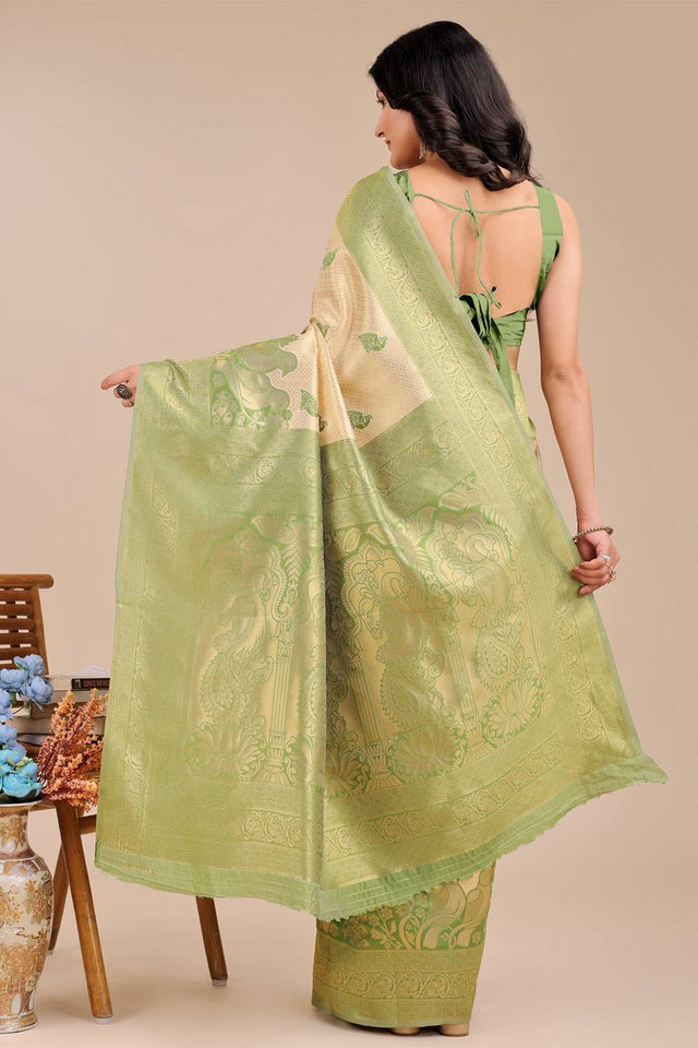 Light Green Woven Banarasi Silk Saree