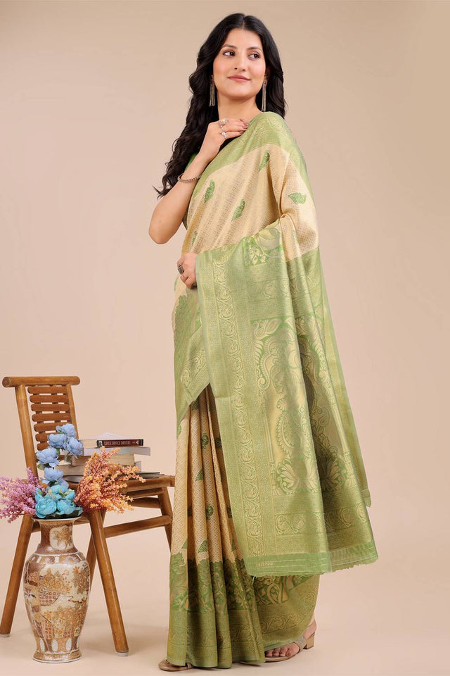 Light Green Woven Banarasi Silk Saree