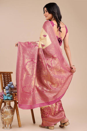purple Woven Banarasi Silk Saree