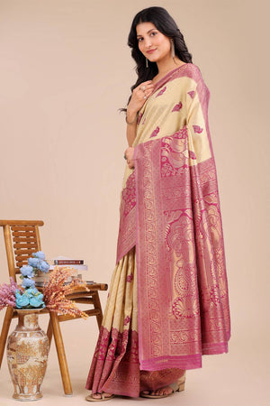 purple Woven Banarasi Silk Saree