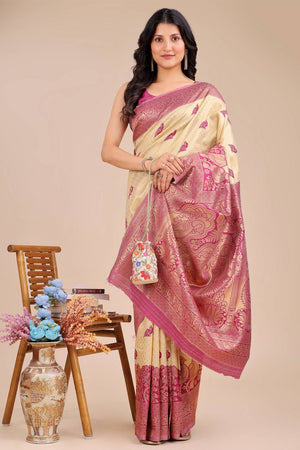 purple Woven Banarasi Silk Saree