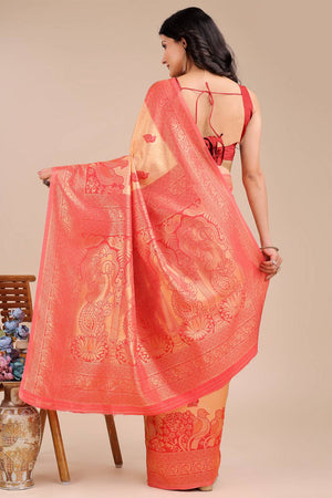 Red Woven Banarasi Silk Saree