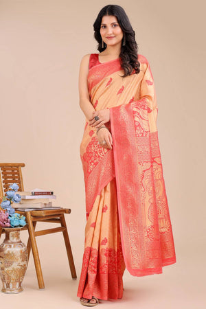Red Woven Banarasi Silk Saree