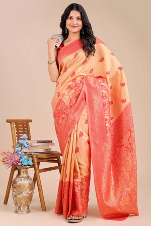 Red Woven Banarasi Silk Saree