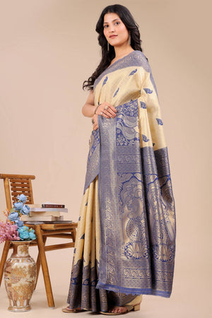 Blue Woven Banarasi Silk Saree