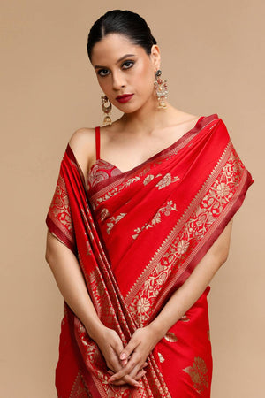 Red Woven Silk Saree