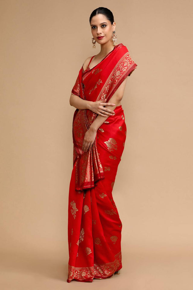 Red Woven Silk Saree