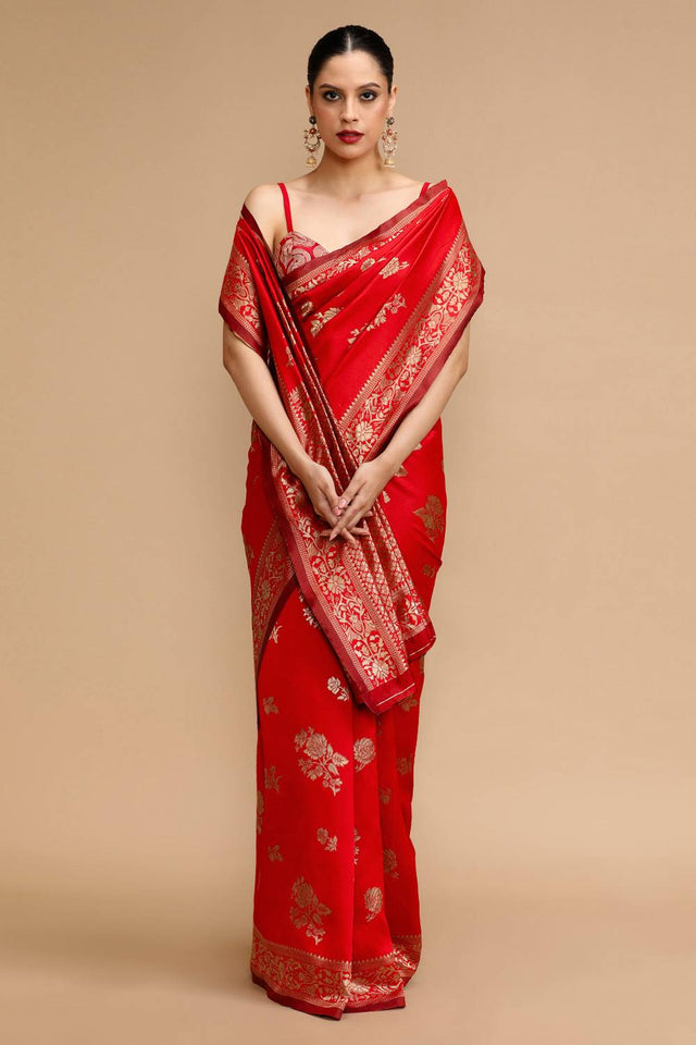 Red Woven Silk Saree