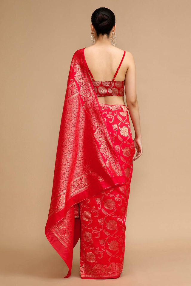 Red Woven Silk Saree