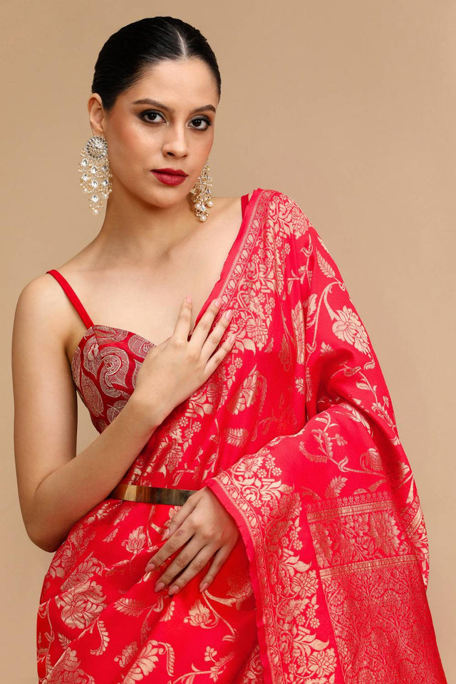 Red Woven Silk Saree