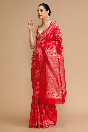 Red Woven Silk Saree