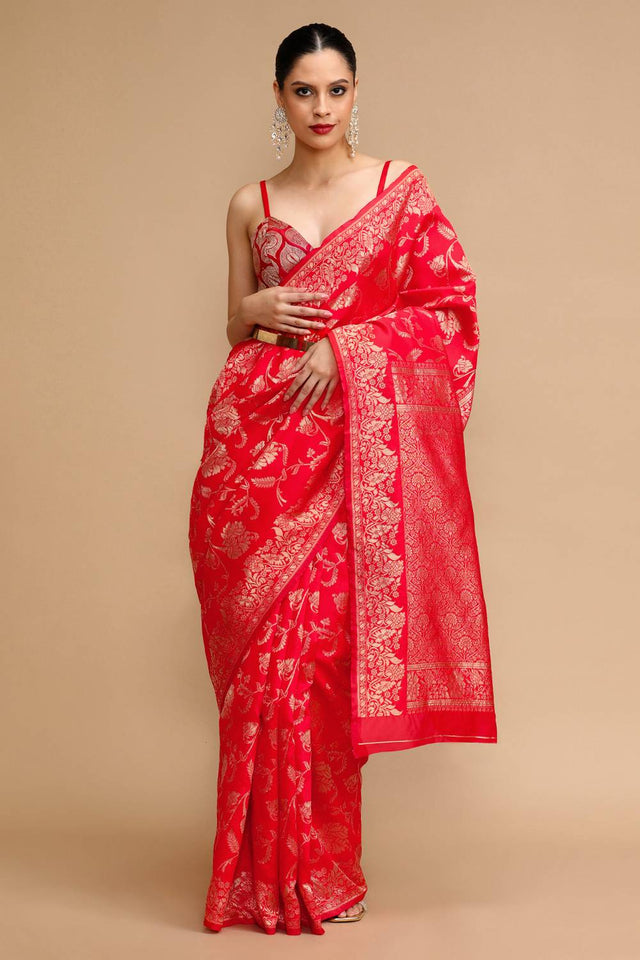 Red Woven Silk Saree