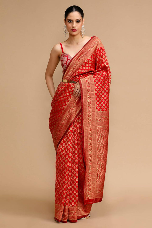 Red Woven Silk Saree