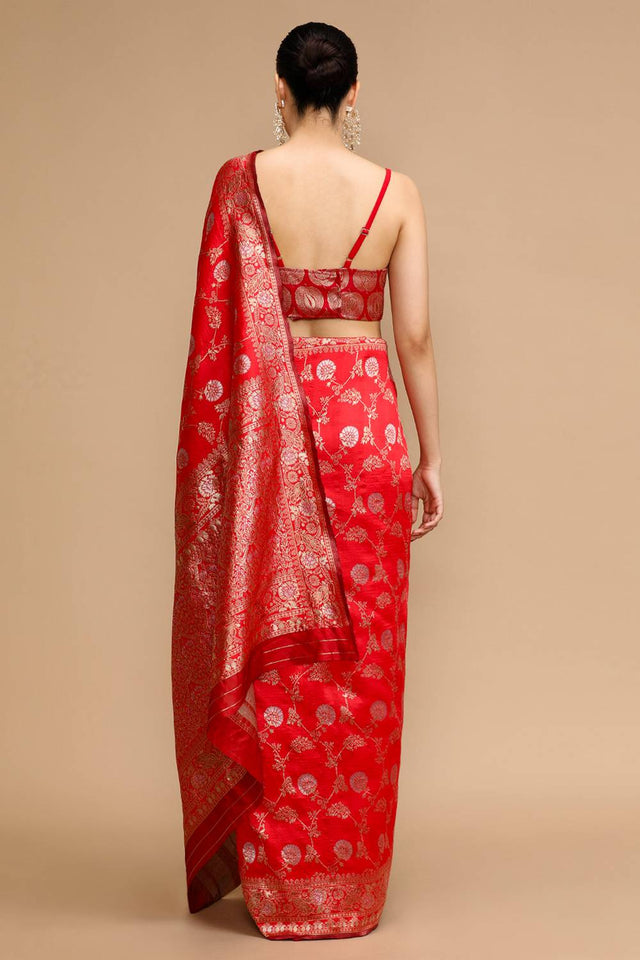 Red Woven Silk Saree