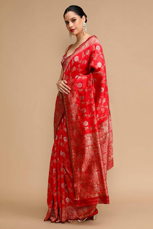 Red Woven Silk Saree