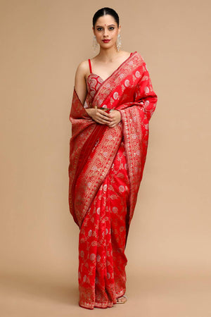 Red Woven Silk Saree