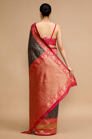 Blue Woven Silk Saree