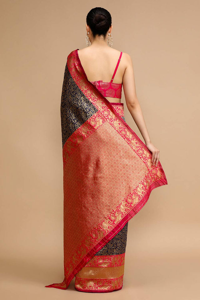 Blue Woven Silk Saree
