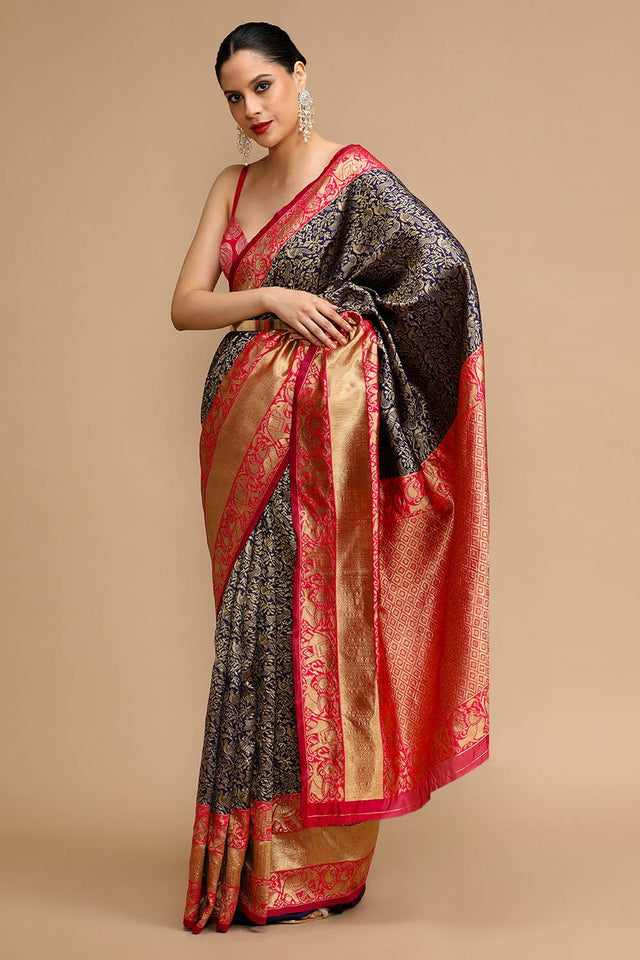 Blue Woven Silk Saree