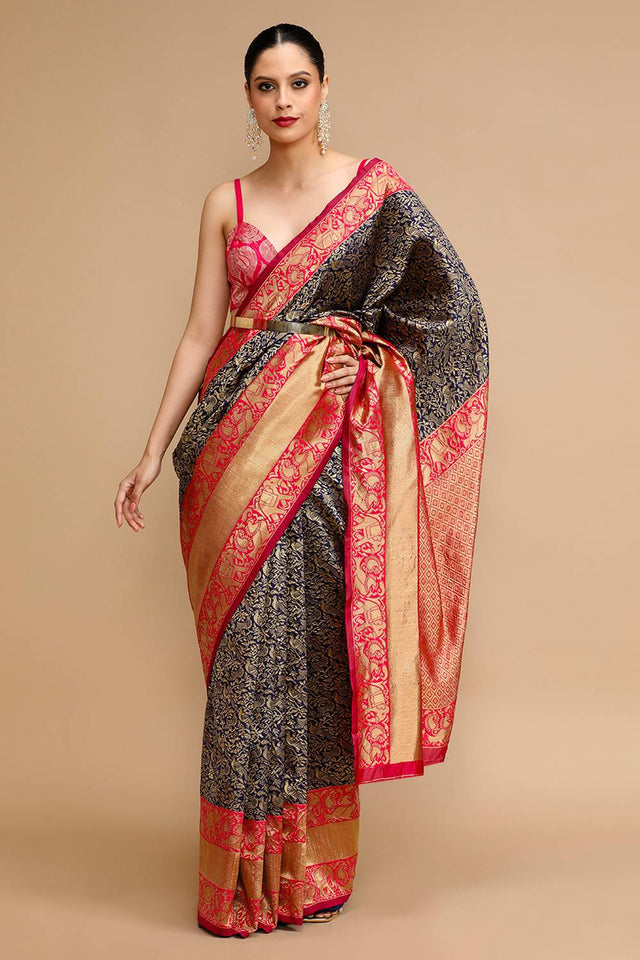 Blue Woven Silk Saree