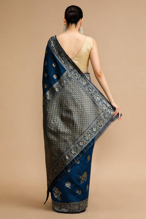 Blue Woven Silk Saree