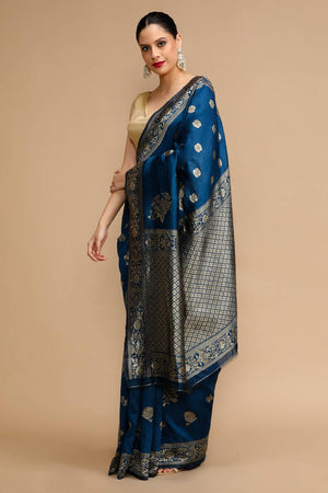 Blue Woven Silk Saree