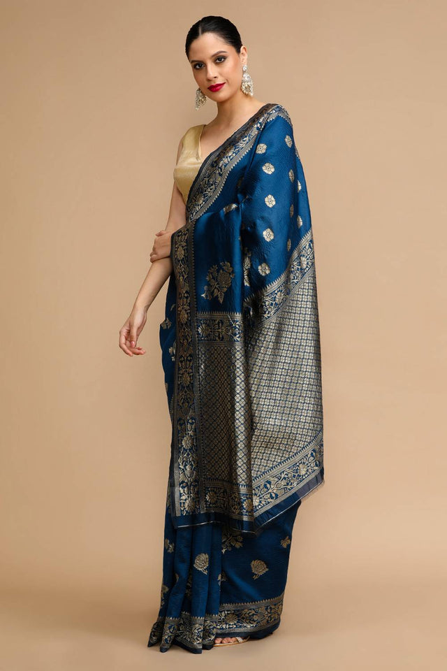 Blue Woven Silk Saree