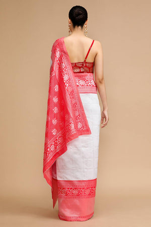 Off White Woven Silk Saree