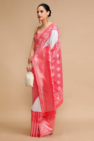 Off White Woven Silk Saree