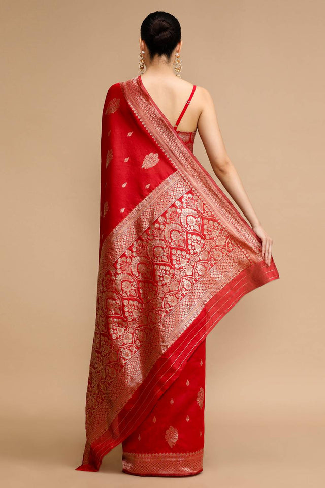 Red Woven Silk Saree