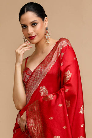 Red Woven Silk Saree