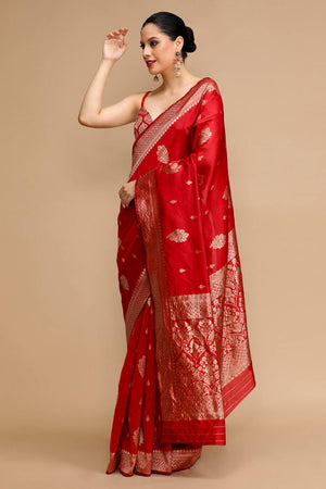 Red Woven Silk Saree