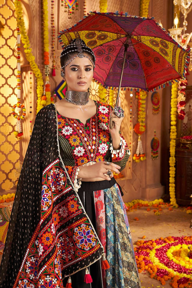 Multi Color Embroidered Rayon Lehenga