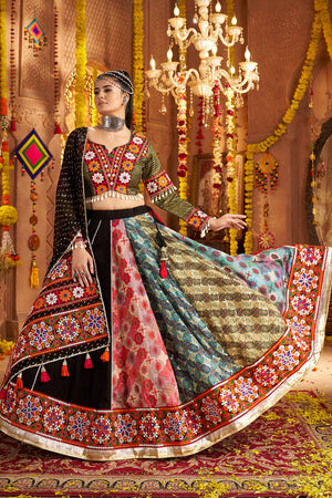 Multi Color Embroidered Rayon Lehenga