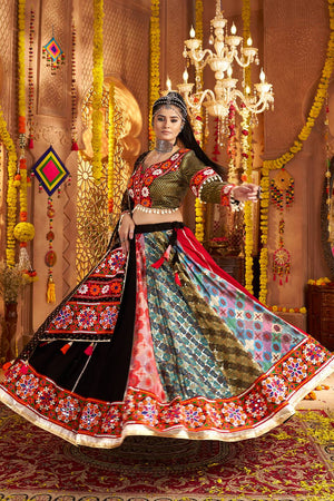 Multi Color Embroidered Rayon Lehenga