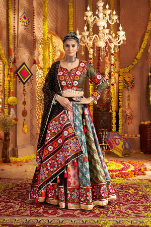 Multi Color Embroidered Rayon Lehenga