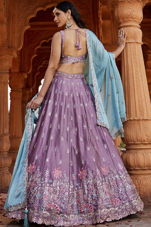 Lavender Heavy Embroidered Georgette Lehenga (ACZ8937)